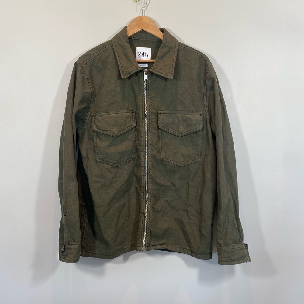 Zara Mens Dark Green Army Jacket Size L